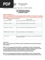 Answer Sheet - Entrepreneurship