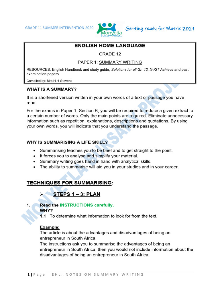 notes-on-summary-writing-1-pdf-linguistics-grammar