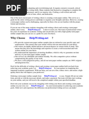 Term Paper Outline Sample Example
