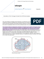 Calculation of Ore Tonnage & Grade From Drill Hole Samples