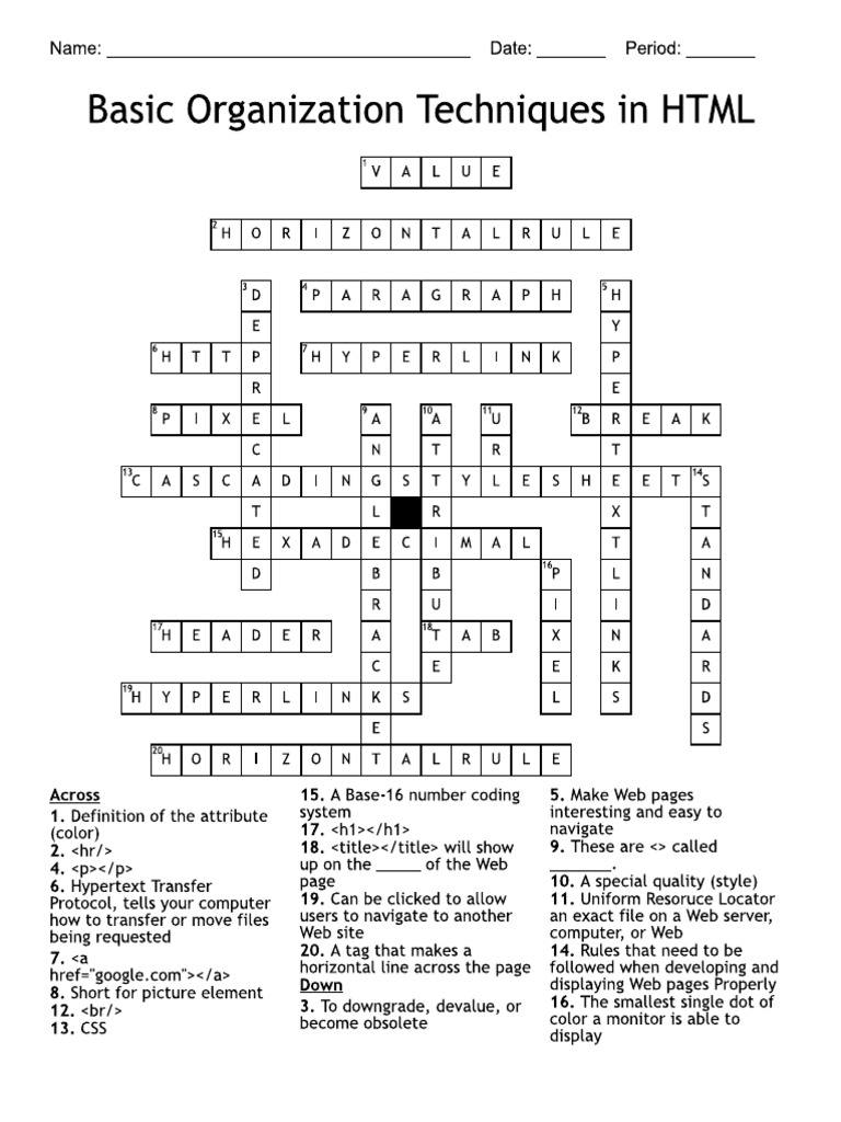 Crossword Answer Keys | PDF