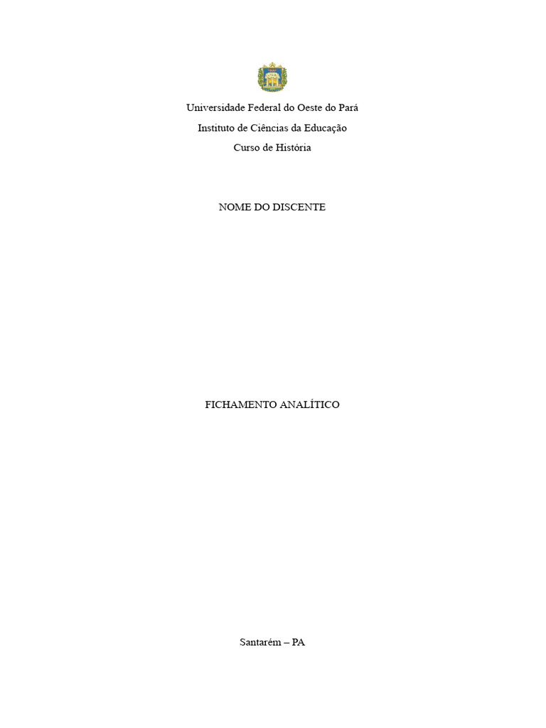 Fichamento Analítico: Modelo ABNT | PDF | Artes Linguísticas e Disciplina