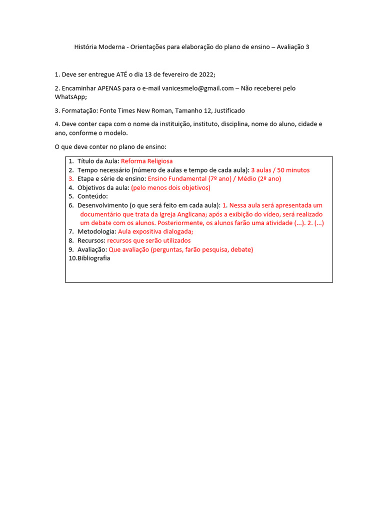 Plano de Ensino: Reforma Religiosa | PDF | Carreira e Crescimento ...