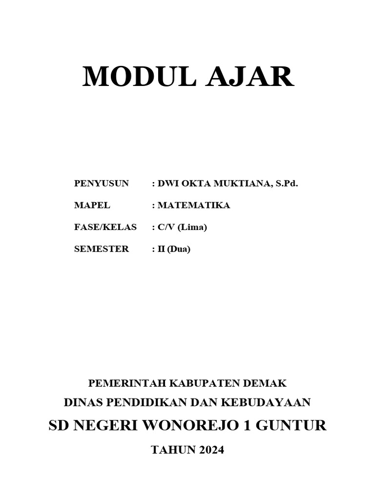 Modul Ajar Matematika Penjumlahan Dan Pengurangan Pecahan Fase C