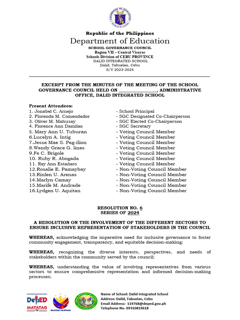 SGC Resolution for Inclusive Governance | PDF | Governance