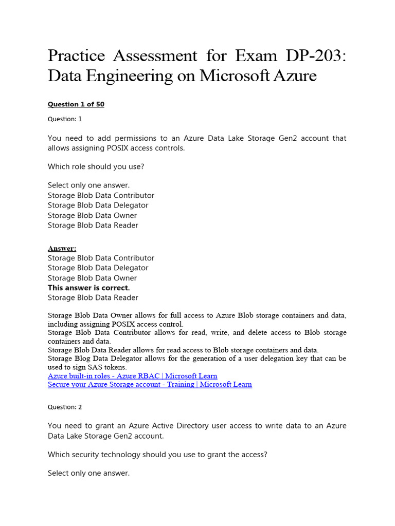 Azure Data Engineering Exam DP-203 Guide | PDF | Microsoft Azure ...