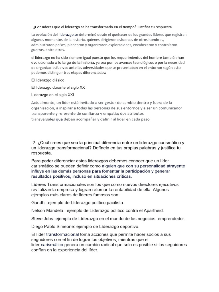Evolución del liderazgo a través del tiempo | PDF