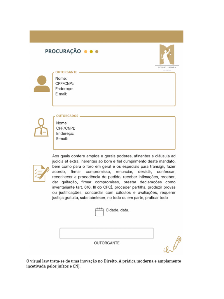 Modelo Procuracao em Visual Law Legal Design | PDF