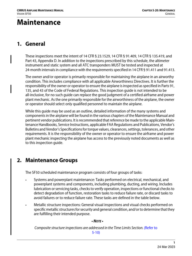 Cirrus SF50 Maintenance Guidelines | PDF | Lighting | Aviation