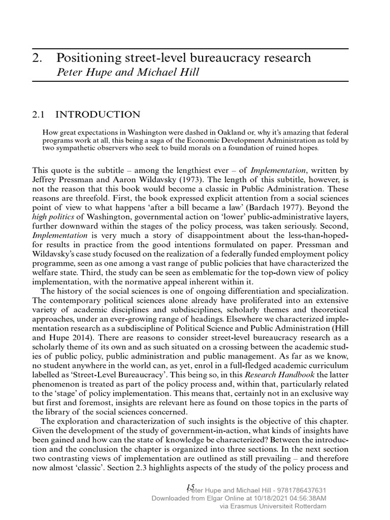 StreetLevel Bureaucracy Insights PDF Policy Hypothesis