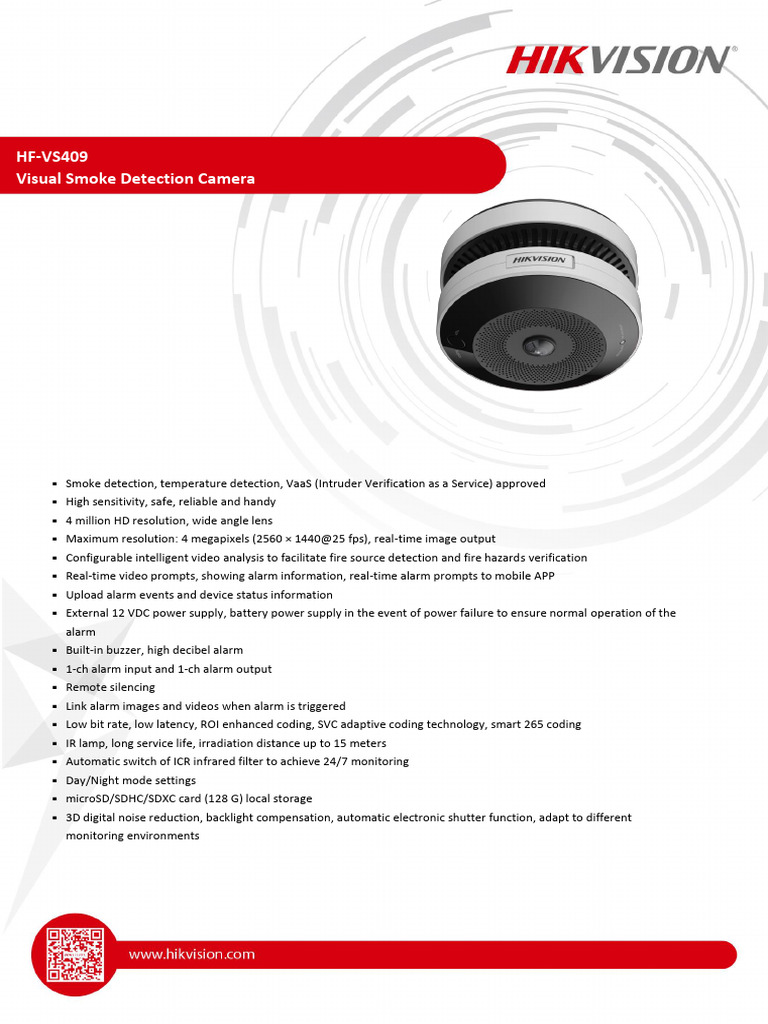HF-VS409 Smoke Detection Camera Overview | PDF | Camera | Infrared