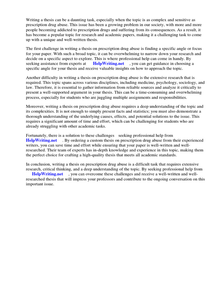 Term Papers On Prescription Drug Abuse | PDF | Substance Abuse ...
