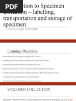 LECTURE 6. Specimen Collection.