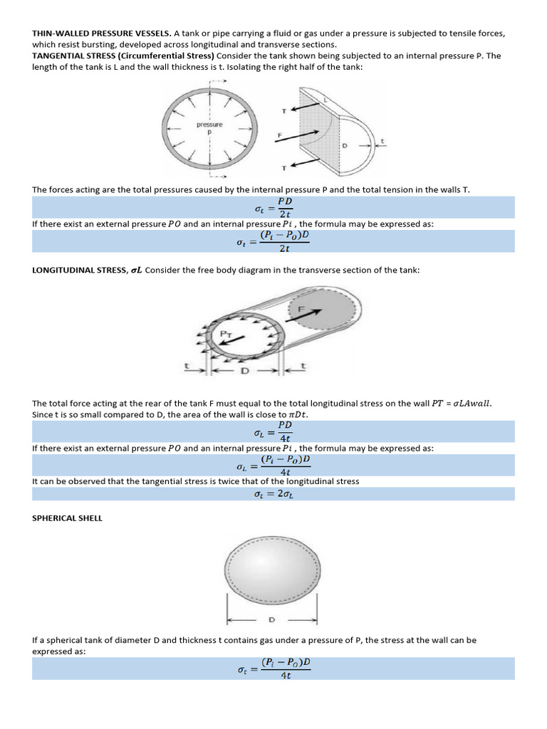 Thin-Walled Pressure Vessel Stress Analysis | PDF | Stress (Mechanics ...