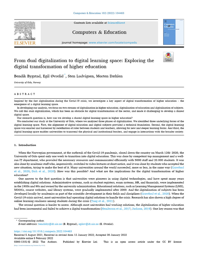 Digital Learning Space in Higher Education | PDF | Educational ...