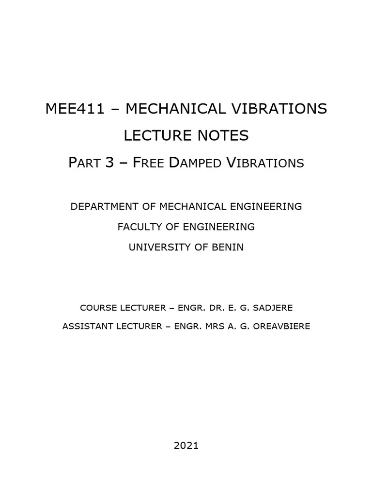 Free Damped Vibrations in Mechanical Systems | PDF | Damping | Oscillation