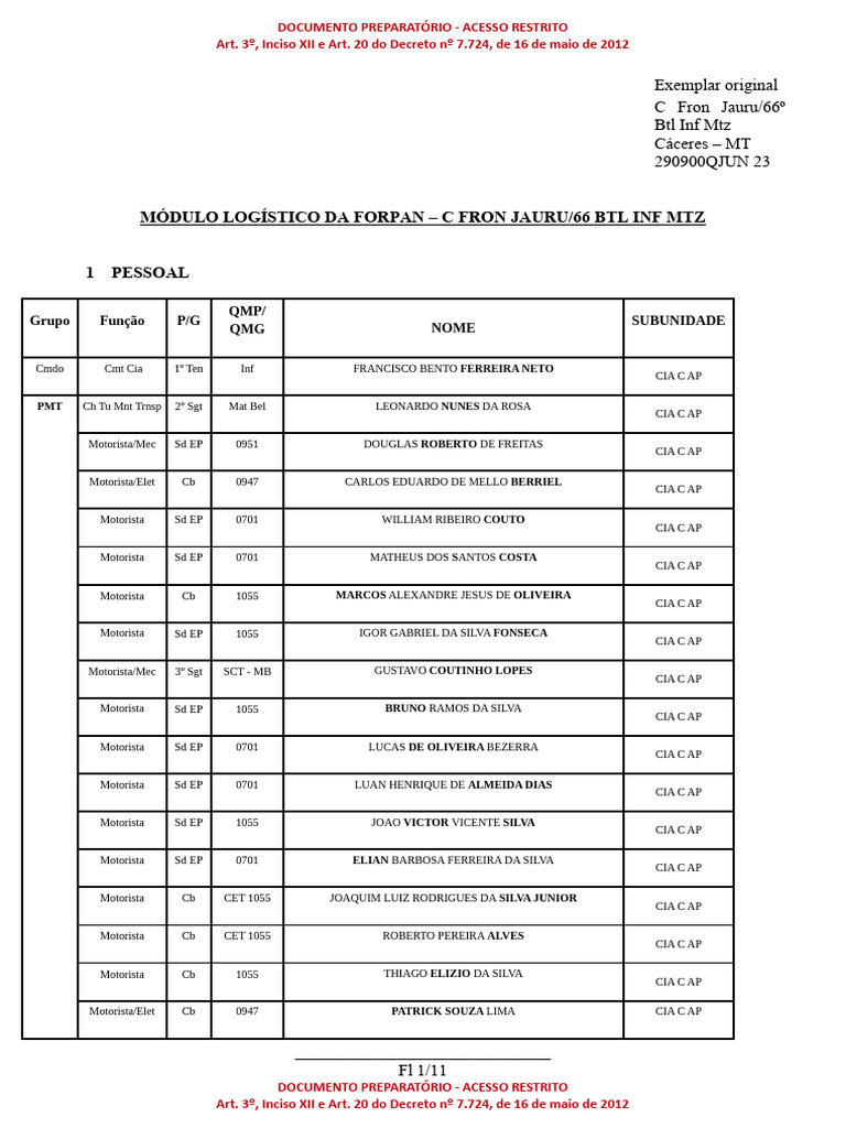 Módulo Logístico do CCAP Exército | PDF