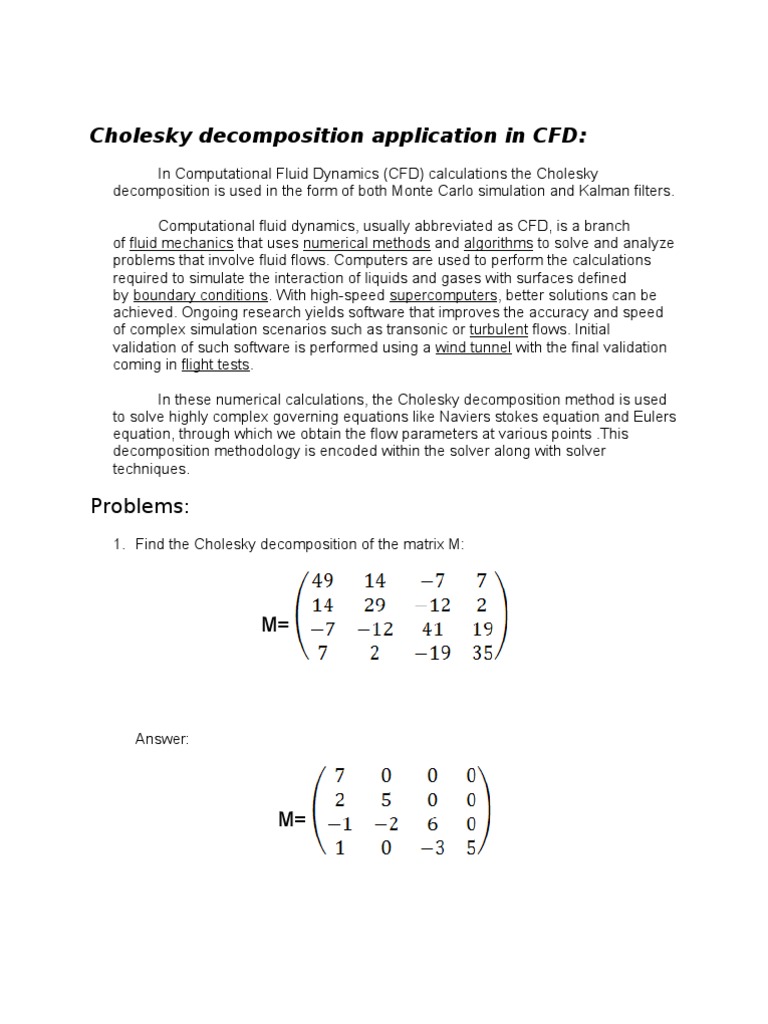 Cholesky Decomposition in CFD Applications | PDF