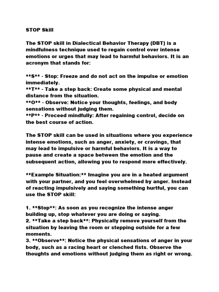 Stop Skill Dbt Pdf