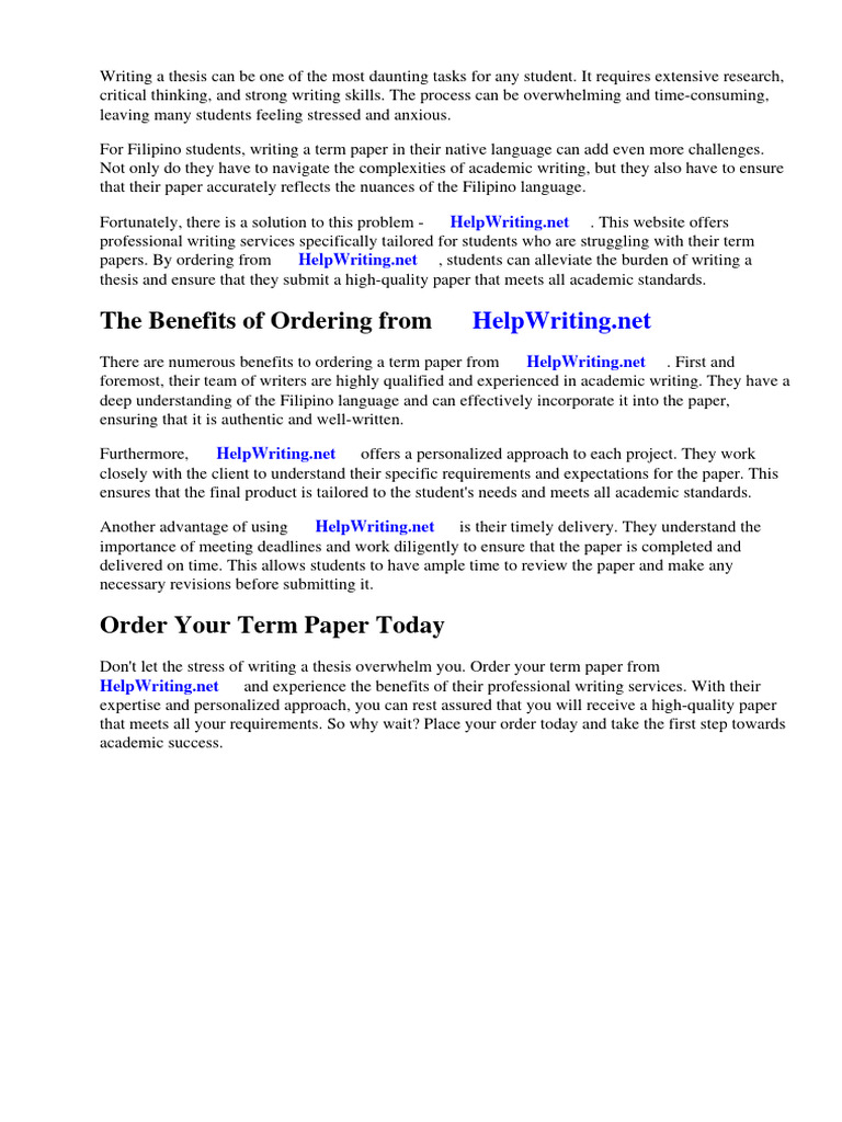 Filipino Term Paper Sample | PDF | Tagalog Language | Apa Style