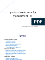 Quantitative Analysis For Management - III: Course Instructor: Sonia