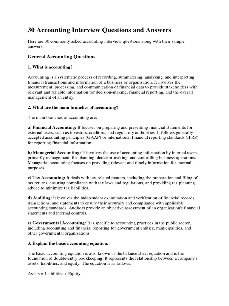 AccountigInterviewquestions PDF Equity (Finance) Taxes