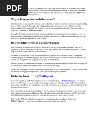 How to Make a Definition of Terms in a Research Paper