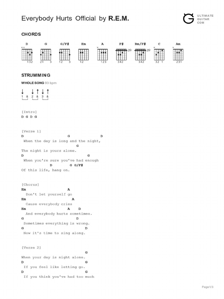 Everybody Hurts (Acordes) r.e.m. PDF