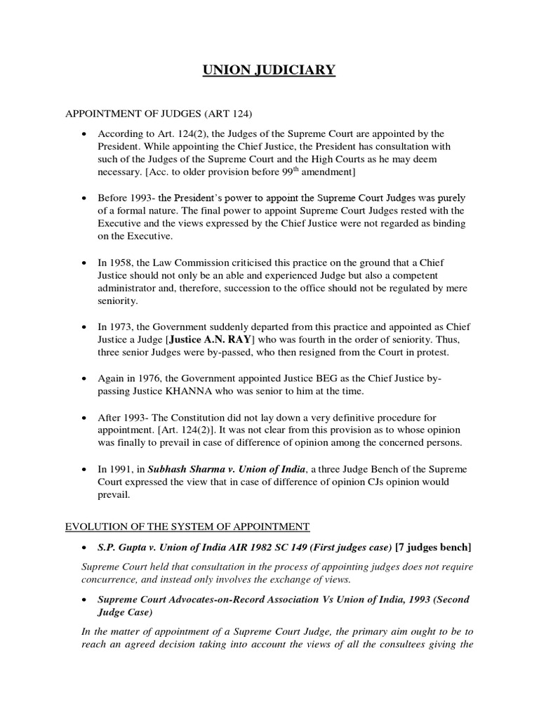 Collegium System of Judge Appointments | PDF | Supreme Court Of India ...