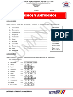 Ejemplos de Sinonimos y Antonimos para Sexto de Primaria