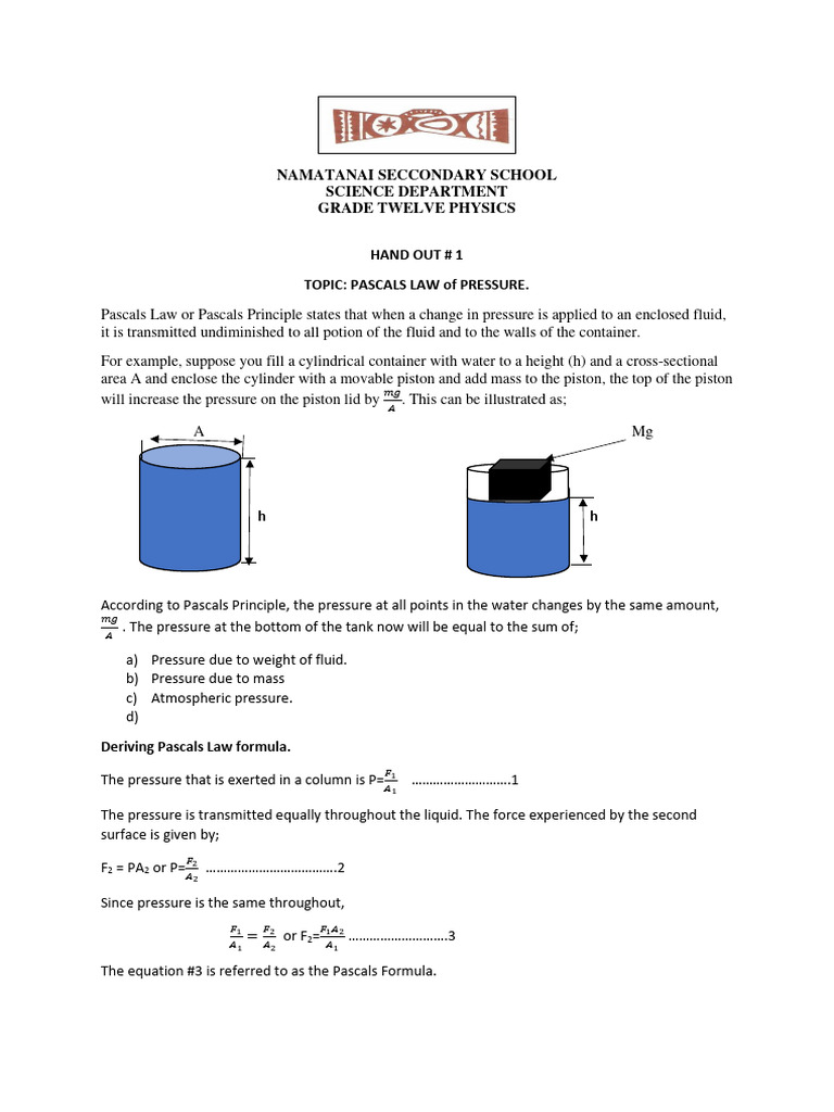 Understanding Pascal's Law in Physics | PDF | Pressure | Liquids