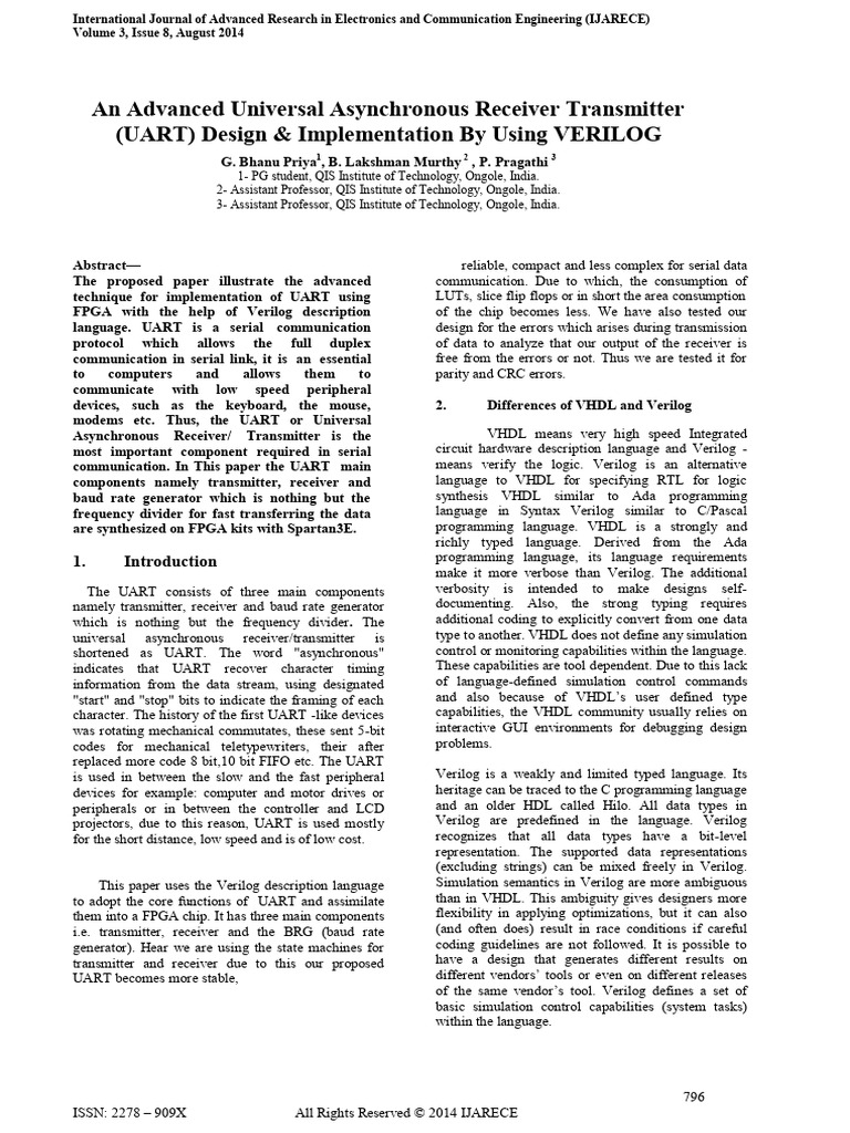 An Advanced Universal Asynchronous Recei | PDF | Bit Rate | Computer ...