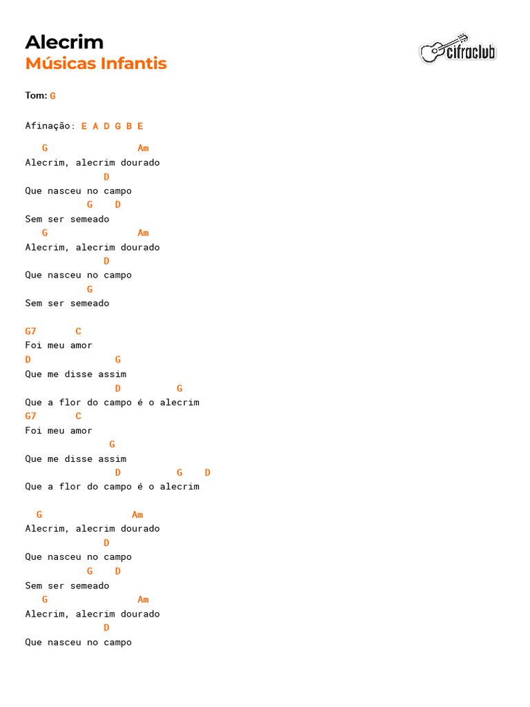 Alecrim Dourado: Letra e Cifras | PDF | Casa e Jardim