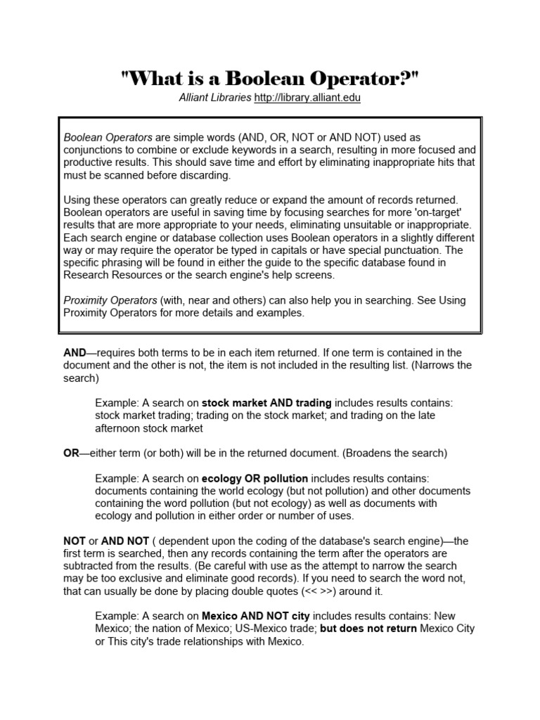 Boolean Operators: Search Optimization Guide | PDF