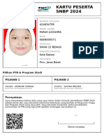 Kartu Peserta SNBP 2024: 424634795 Farah Azzahra 0069000071 Sman 15 Bekasi Kota Bekasi Prov. Jawa Barat