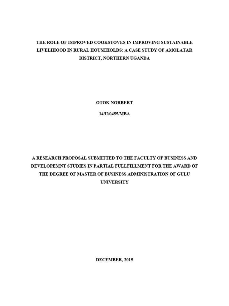 Research Proposal - Final Draft | PDF | Stove | Poverty