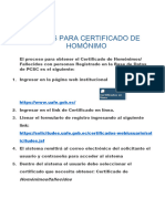 Pasos para Certificado de Homonimo