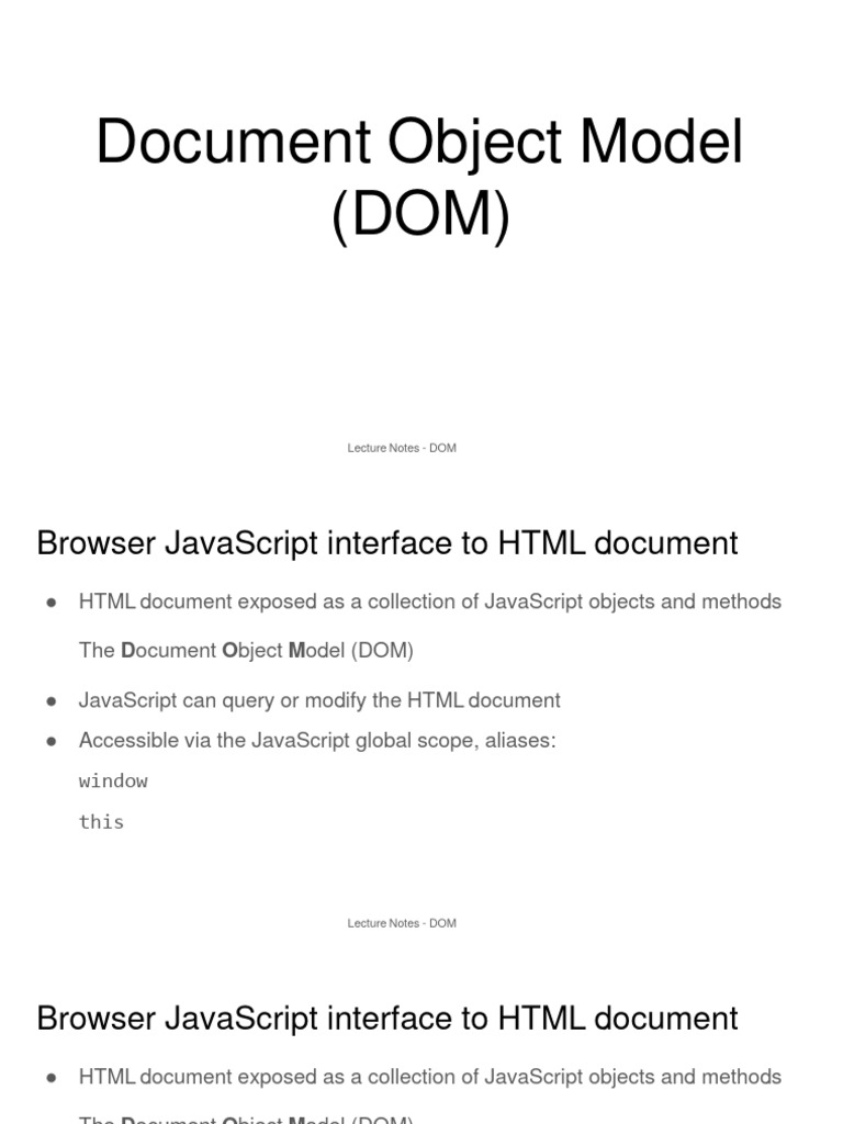Document Object Model (DOM) | PDF | Document Object Model | Software ...