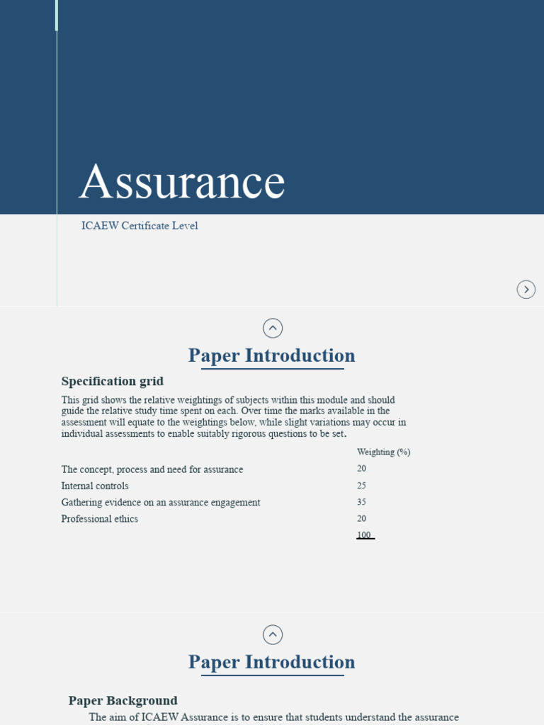 ICAEW Assurance Module Overview | PDF | Audit | Financial Audit