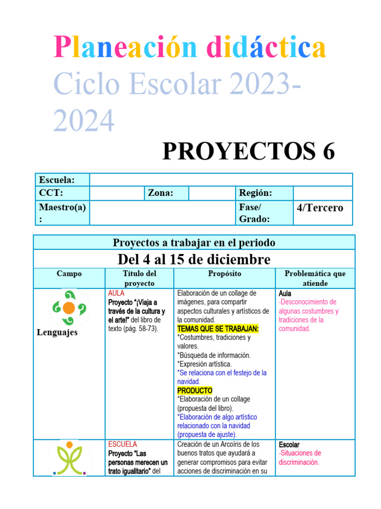 Planeación de tercer grado de primaria | PDF | Aprendizaje | Collage