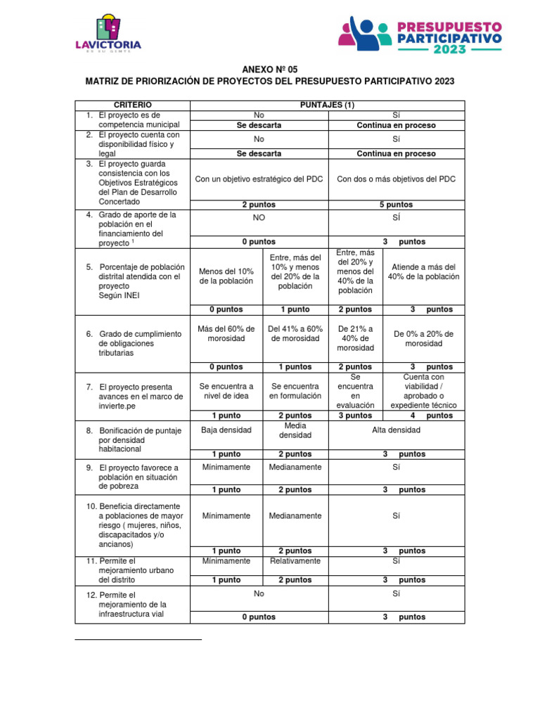 Matriz de Priorización 2023 | PDF