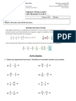 Guia de Trabajo Clase N°4 Matemática 8° Básico Unidad 0 Nivelación Division Fracciones