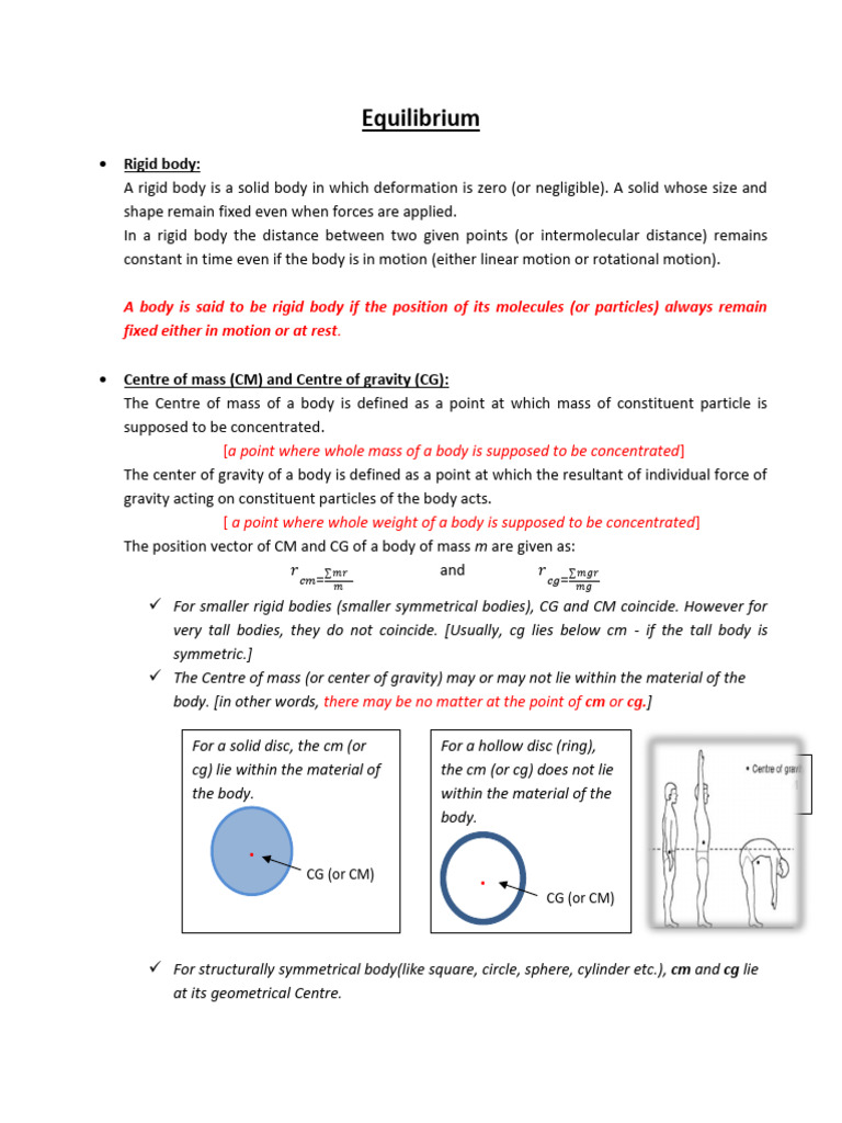 Equilibrium and Rotational Dynamics | PDF | Center Of Mass | Torque