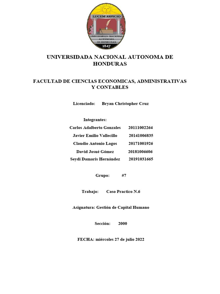 Caso N 1 Gestion De Capital Humano Pdf Salario Gestión De