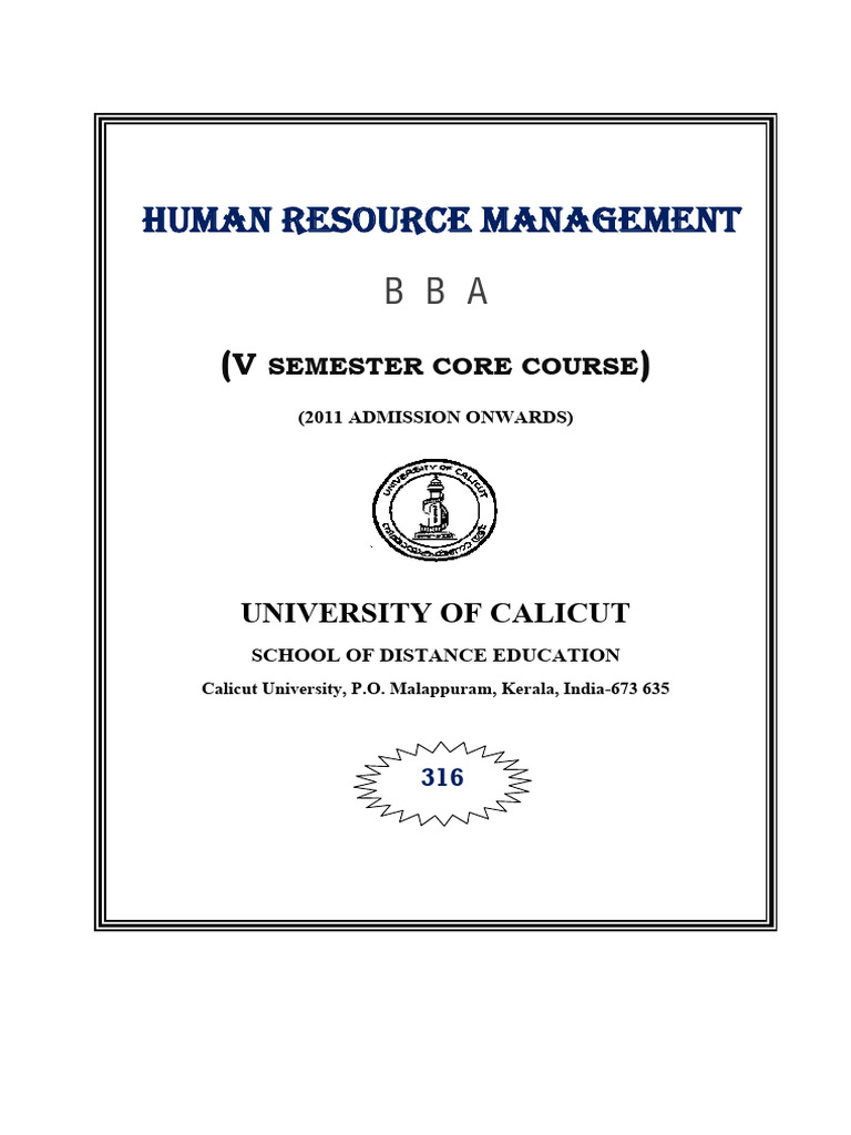 V Sem BBA Human Resource Management PDF | PDF | Human Resource ...