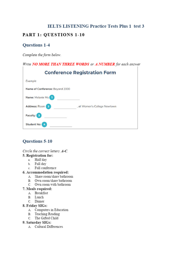 IELTS Listening Practice Test 3 | PDF