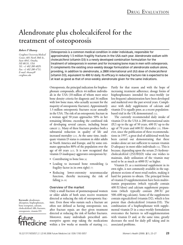 Heaney 2006 Alendronate Plus Cholecalciferol For The Treatment of ...