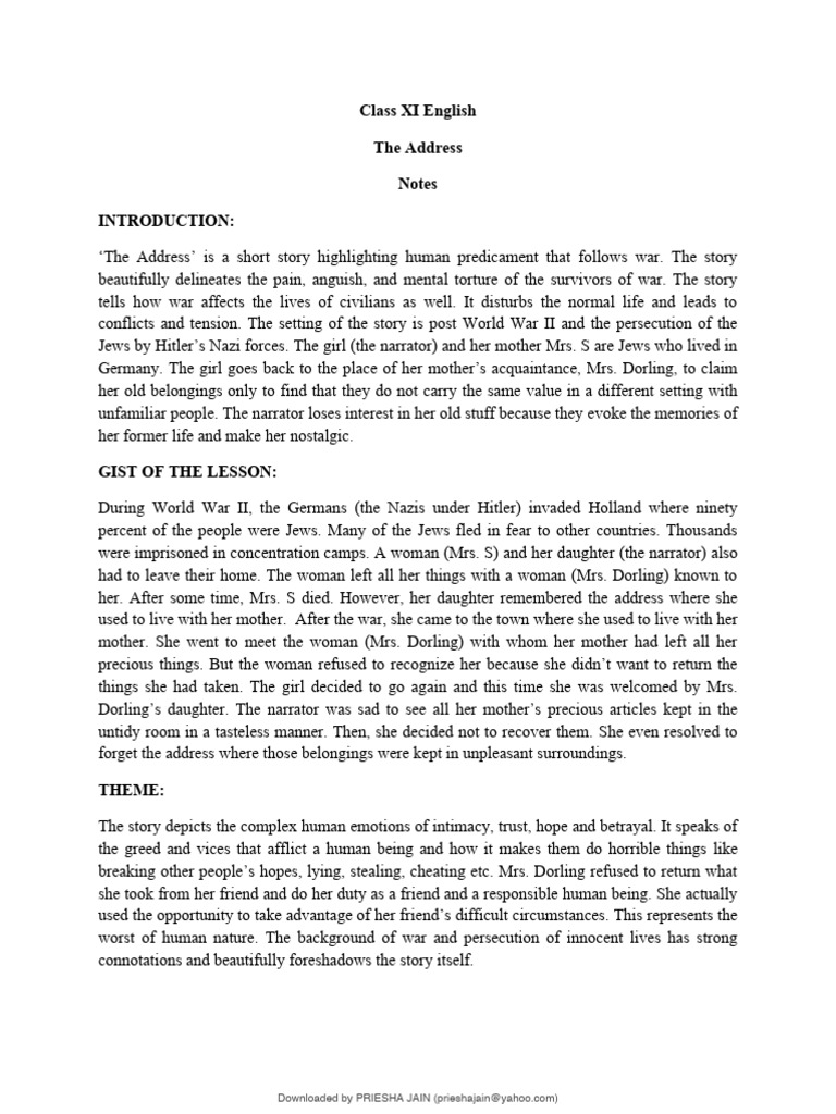 The Address Notes | PDF