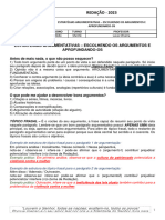 Argumentos - Escolhas Argumentativas e Estratégias de Aprofundamento - Argumentos e Causas Coringas + Atividade