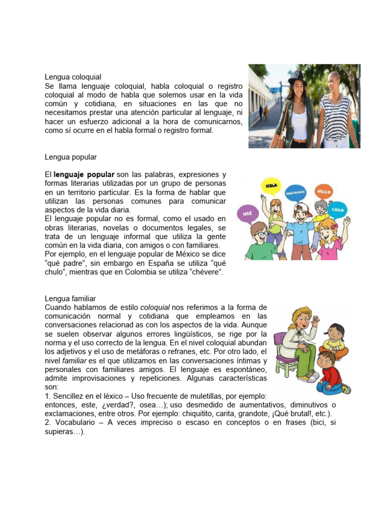 Lenguaje Coloquial y Popular | PDF | Gramática | Léxico